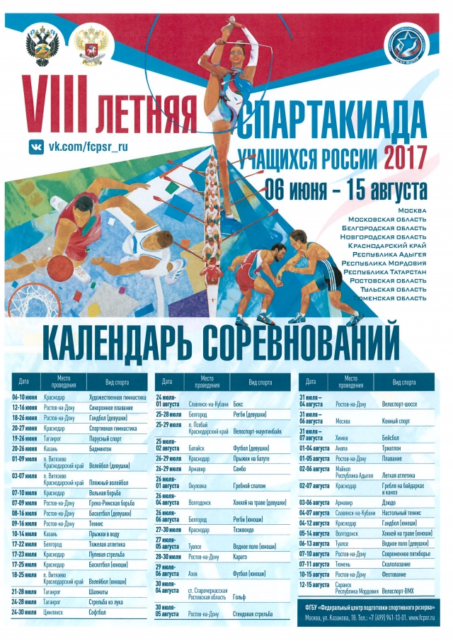 Финальные этапы VIII летней Спартакиады учащихся России пройдут с июня по август