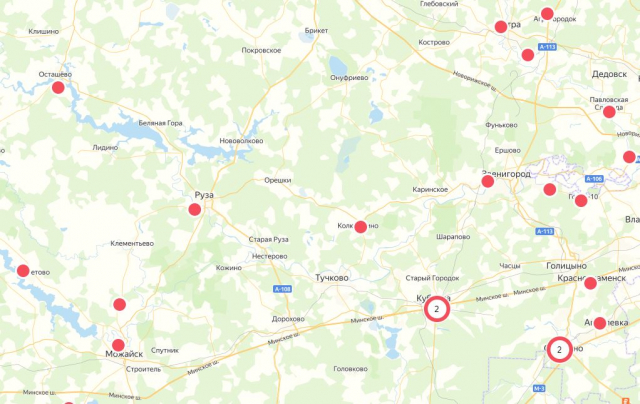 Места для крещенских купаний в Подмосковье. Карта