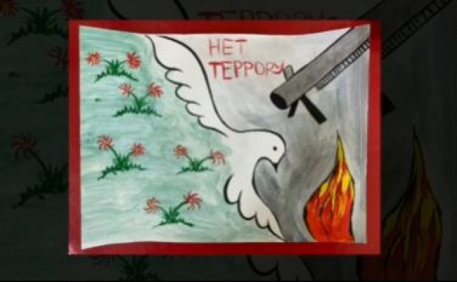 Космодемьянцы рисовали на антитеррористическую тему