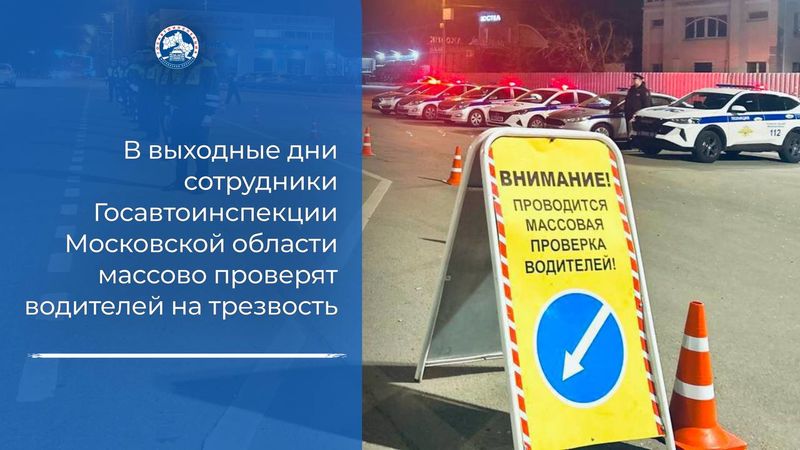 В праздничные дни сотрудники Госавтоинспекции Московской области массово проверят водителей на трезвость